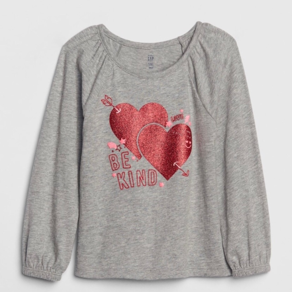 Gap Glitter Heart Puff Sleeve Tee - NEW!❤️
